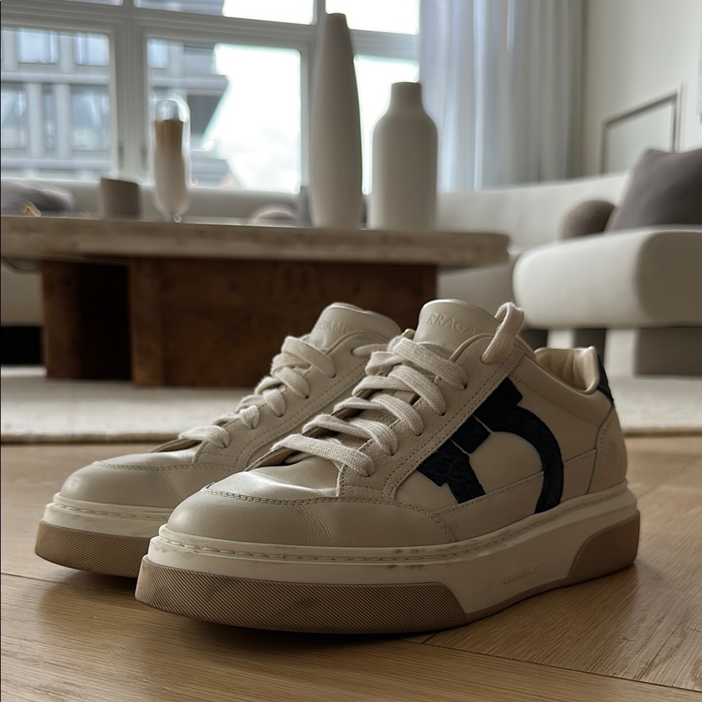 Men's Cream and Black Sneakers